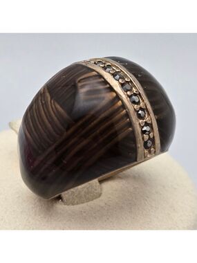 Lia Sophia Kiam Family Brown Gold Crystal Ring Size 5